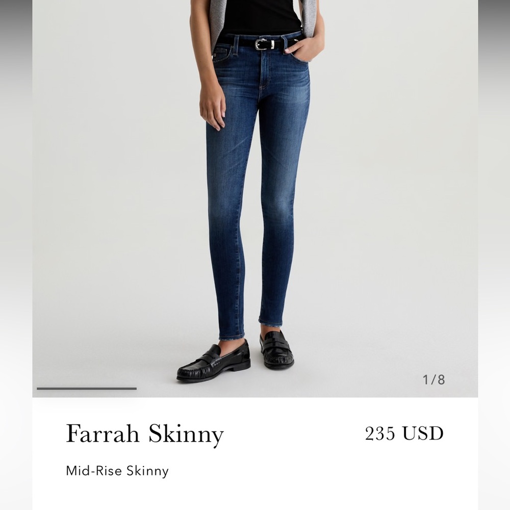 AG Adriano Goldschmied Dark wash Farrah Skinny Jeans
